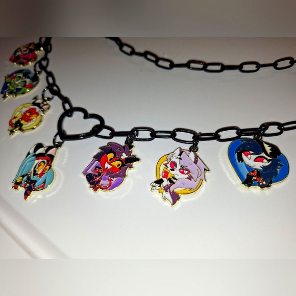 Helluva Boss Charm Chain Link‎ Heart Necklace Handmade Adjustable - Picture 3 of 8